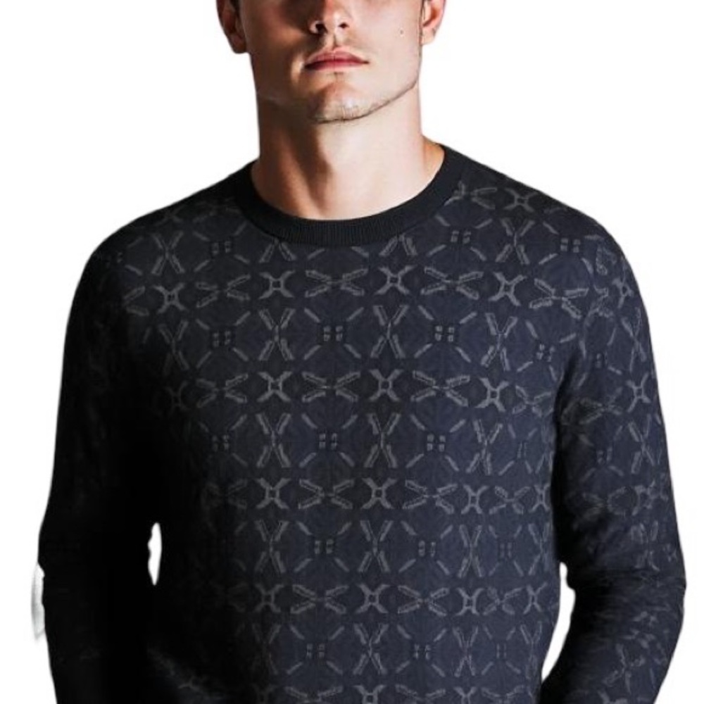 Murano Men's Black Patterned Sweater Large
